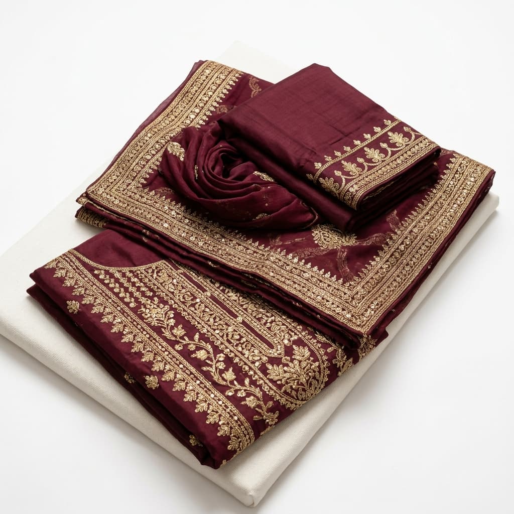 Royal Burgundy Zari 3PC