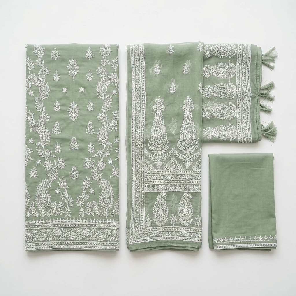 Sage Paisley Chikankari 3PC